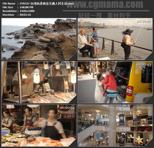 ZY0327-台湾风景商业交通人民生活 高清实拍视频素材