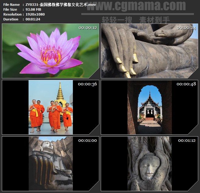 ZY0331-泰国佛教佛学佛像文化艺术高清实拍视频素材