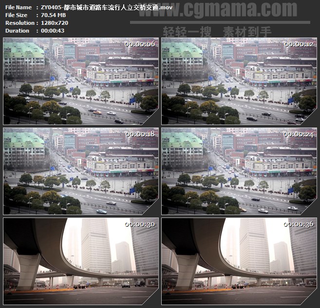 ZY0405-都市城市道路车流行人立交桥交通 高清实拍视频素材