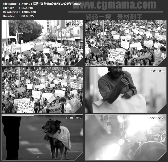 ZY0421-国外游行示威运动抗议呼吁 高清实拍视频素材