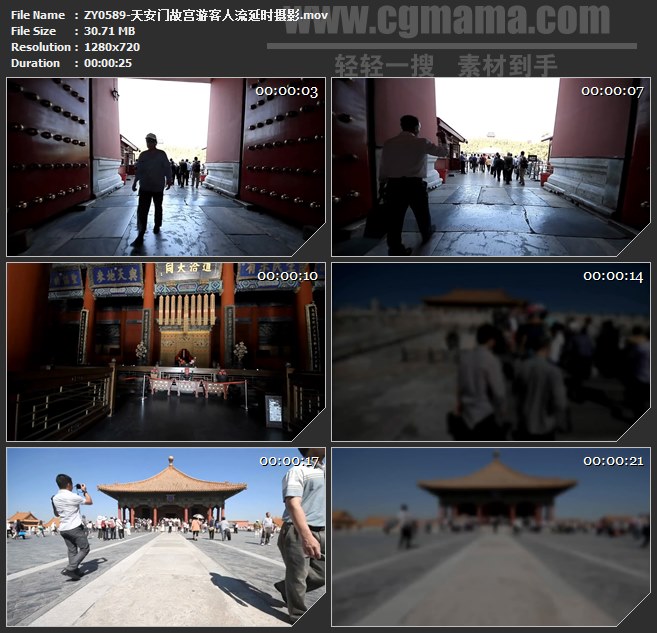 ZY0589-天安门故宫游客人流延时摄影 高清实拍视频素材
