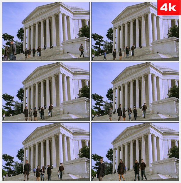 4K0033游客步行步杰佛逊纪念馆 高清实拍视频素材