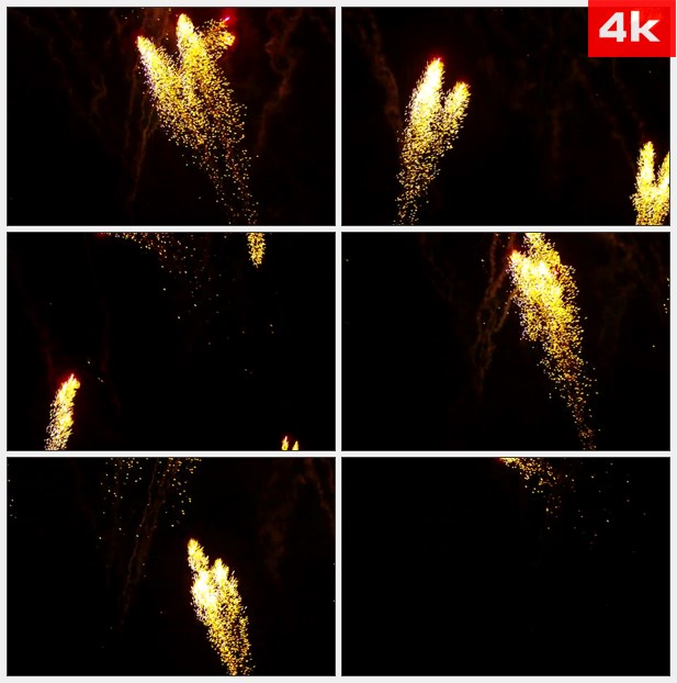 4K0050夜晚黄色的烟花 高清实拍视频素材