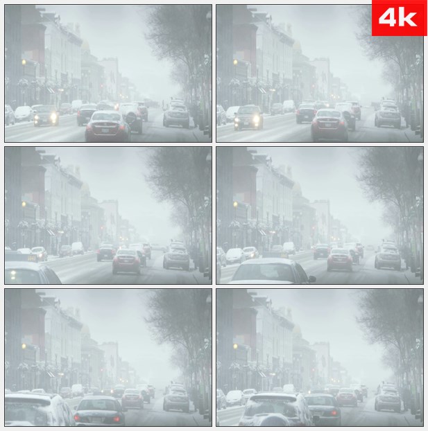 4K0089雪中的华盛顿街的交通 高清实拍视频素材
