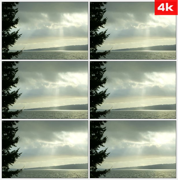 4K0106新斯科舍湾阳光透过云层高清实拍视频素材
