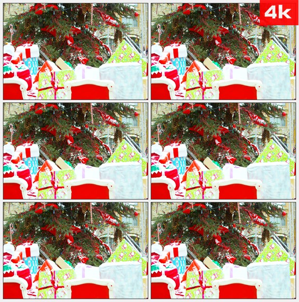 4K0115下雪巨型圣诞树圣诞礼物 高清实拍视频素材