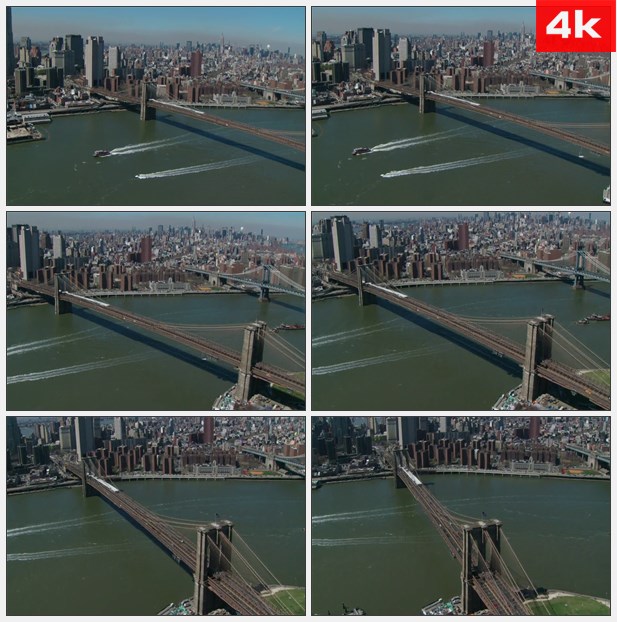 4K0118席卷布鲁克林大桥航拍 高清实拍视频素材