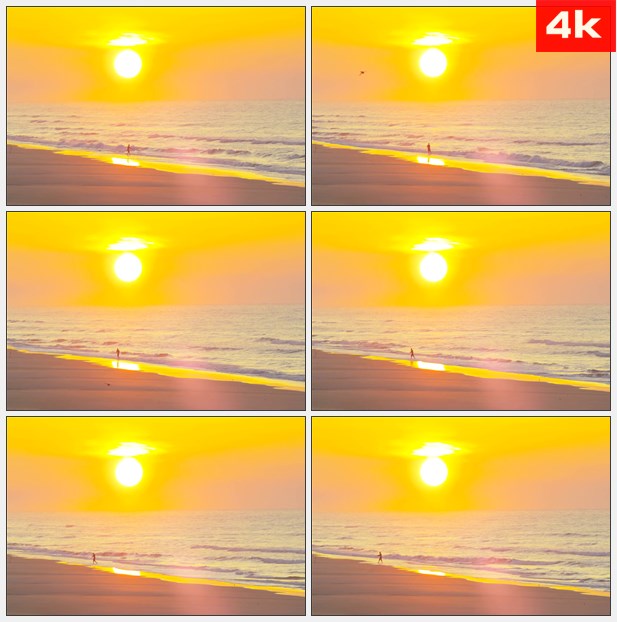 4K0131夕阳下宁静的海滩高清实拍视频素材