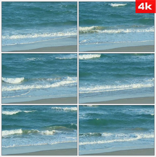 4K0171水浪拍打着海滩 高清实拍视频素材