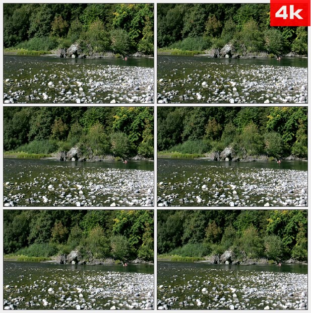 4K0204山脚下的清澈湖水石头 高清实拍视频素材