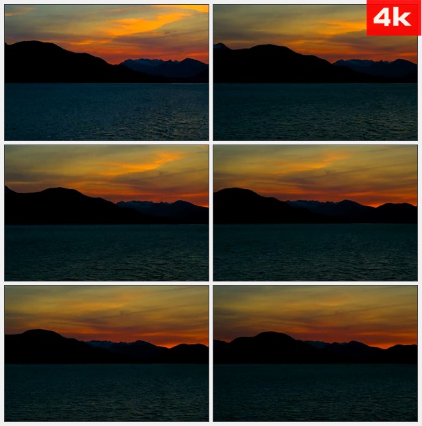 4K0237日落时的阿拉斯加湖水远处的山 高清实拍视频素材