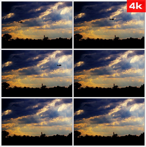 4K0244日落-剪影-飞机 高清实拍视频素材