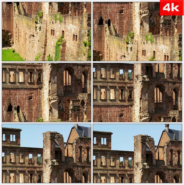 4K0268破旧的海德堡城堡 高清实拍视频素材