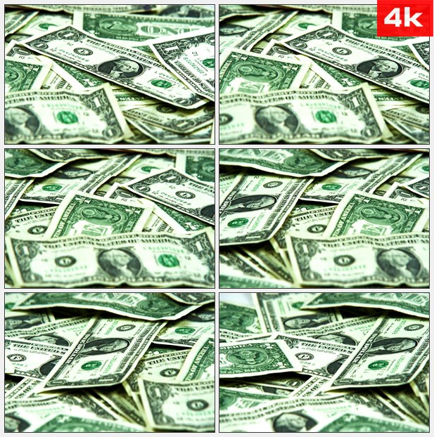 4K0289美元钞票钱散落金融财经 高清实拍视频素材
