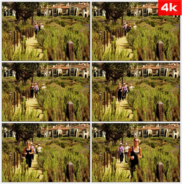 4K0294美女在小路上慢跑 高清实拍视频素材