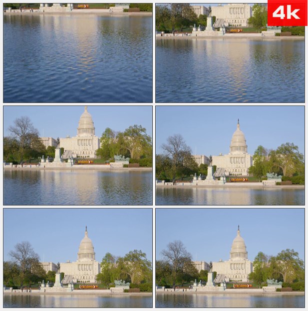 4K0320美国国会大厦旁的水池 高清实拍视频素材