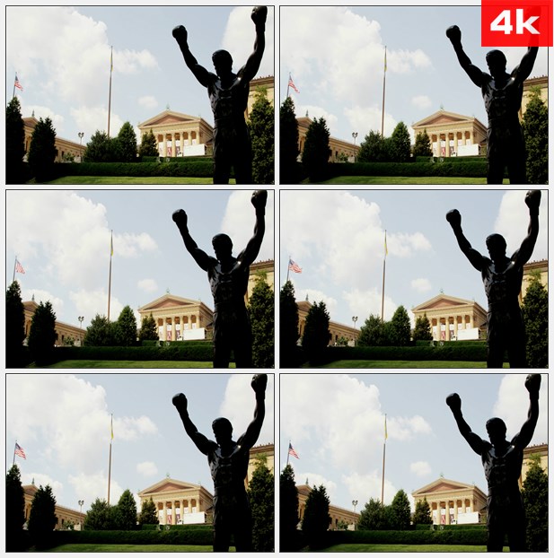 4K0332美国巴尔沃亚雕塑 高清实拍视频素材