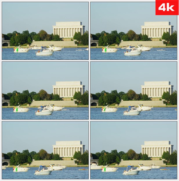 4K0355林肯纪念堂旁的小型游艇 高清实拍视频素材