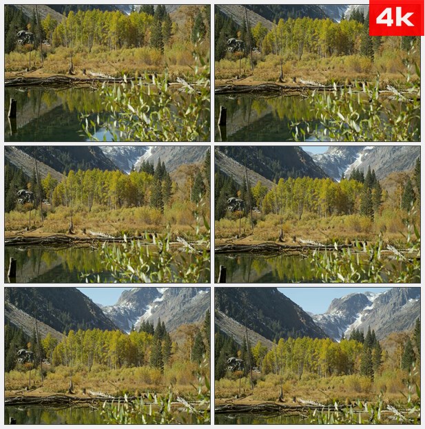 4K0379近处的湖水远处的山脉 高清实拍视频素材