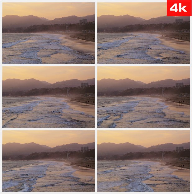 4K0394加利福尼亚海滩上的日落 高清实拍视频素材