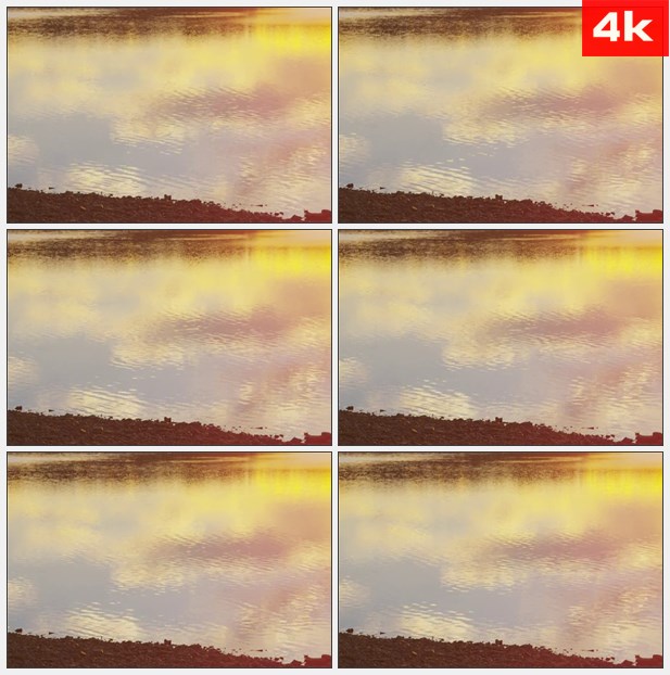 4K0415黄昏夕阳潺潺流淌的溪水小河 高清实拍视频素材