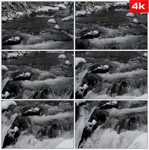 4K0423缓慢流淌的冰冷的河流 高清实拍视频素材