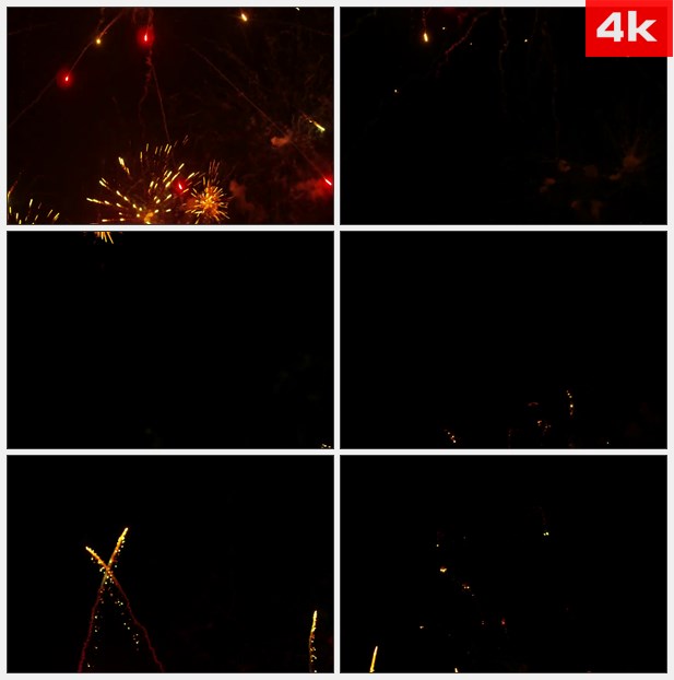 4K0444红色黄色橙色焰火烟花 高清实拍视频素材