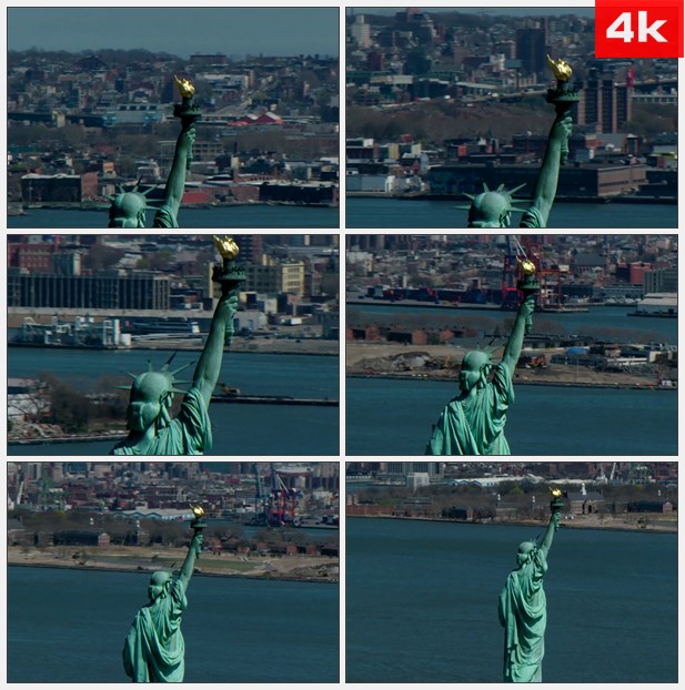 4K0455航拍自由女神像 高清实拍视频素材