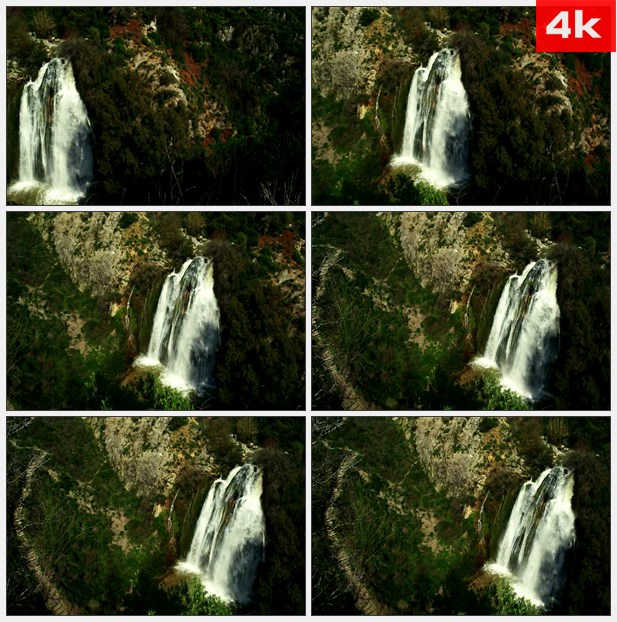 4K0459航拍深林瀑布 高清实拍视频素材