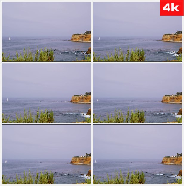 4K0472航海帆船航行大海港口礁石悬崖 高清实拍视频素材