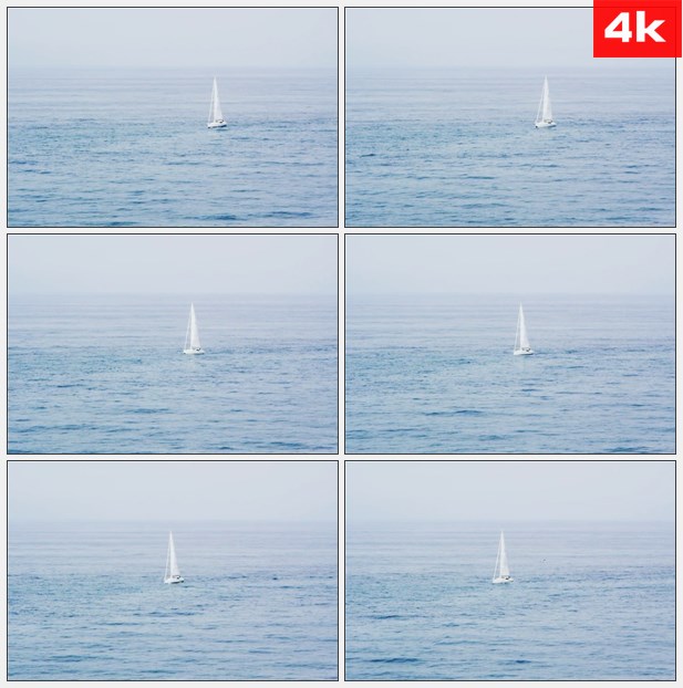 4K0474海洋白色帆船 高清实拍视频素材