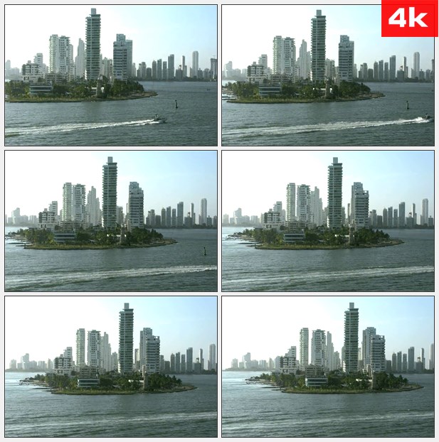 4K0478海上城市划艇 高清实拍视频素材