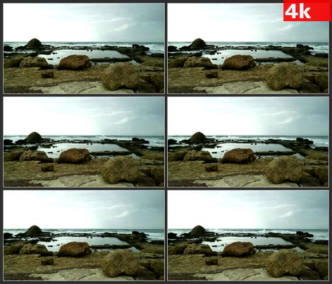 4K0486海边礁石海水大海 高清实拍视频素材