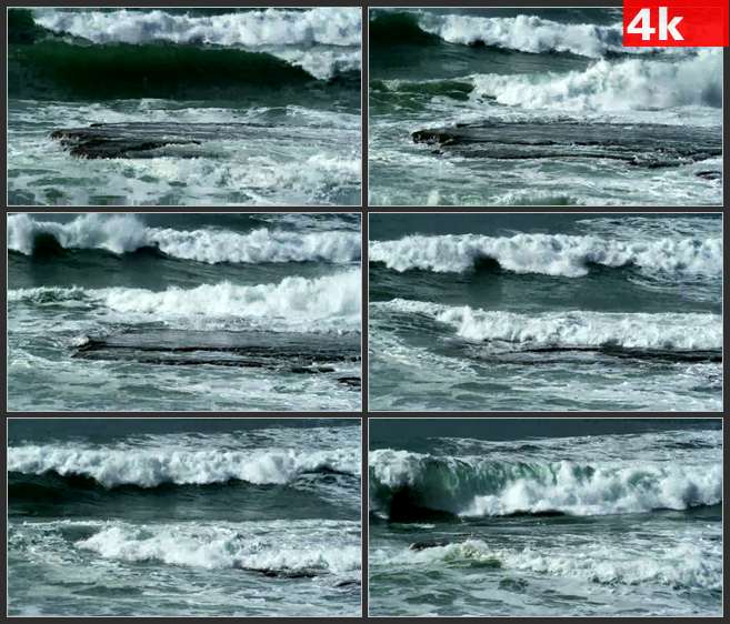 4K0507滚动的海水 高清实拍视频素材