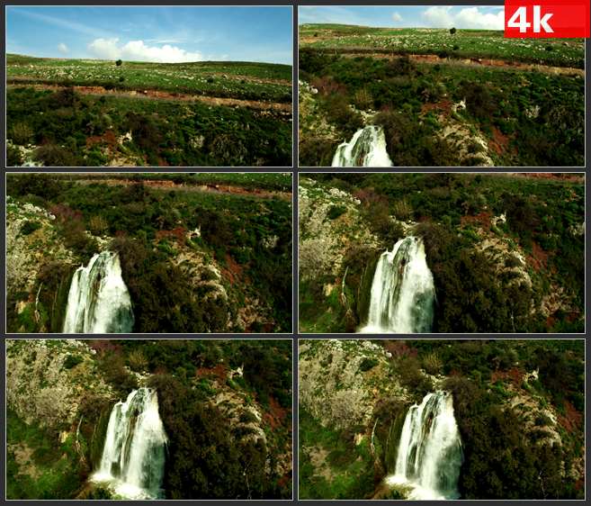 4K0512广角镜头摇摄瀑布 高清实拍视频素材