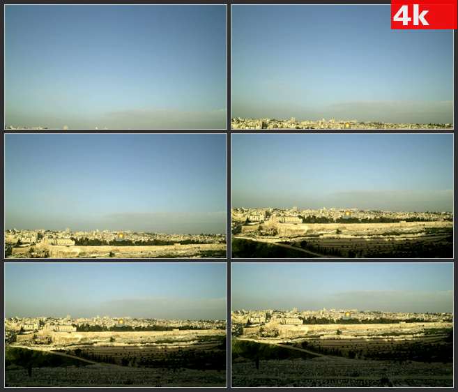 4K0513广角镜头的晴朗天空的城市 高清实拍视频素材