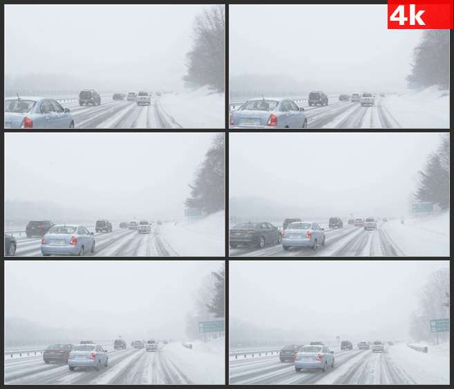 4K0528公路驾驶行车大雪暴雪下雪恶劣天气 高清实拍视频素材