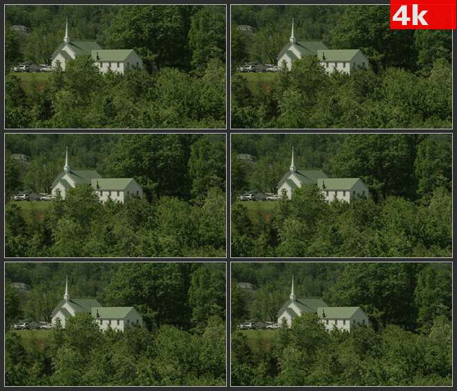 4K0549弗吉尼亚州的乡村教堂 高清实拍视频素材