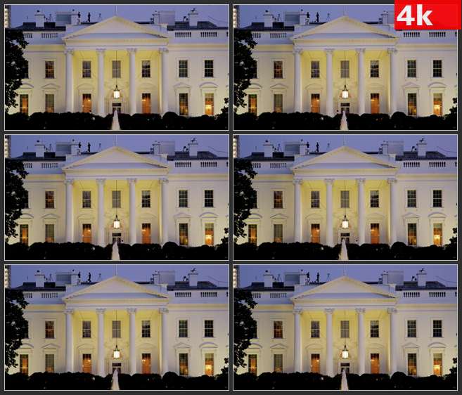 4K0551风景黄昏美国白宫喷泉 高清实拍视频素材