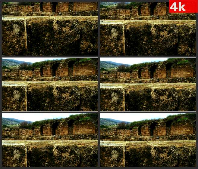 4K0561废墟的城墙 台阶 高清实拍视频素材