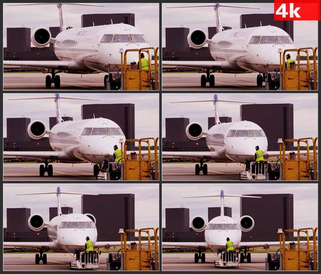 4K0567飞机降落停靠特写 高清实拍视频素材