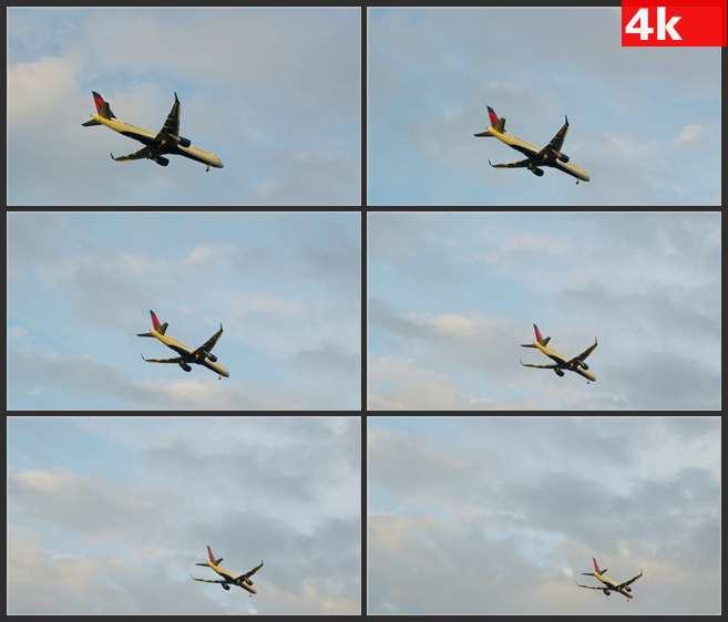 4K0568飞机降落机场飞过天空 高清实拍视频素材