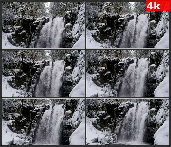 4K0591冬天里的仙境瀑布 高清实拍视频素材