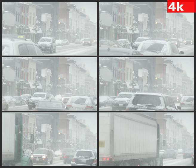 4K0603大雪中的华盛顿街道交通 高清实拍视频素材