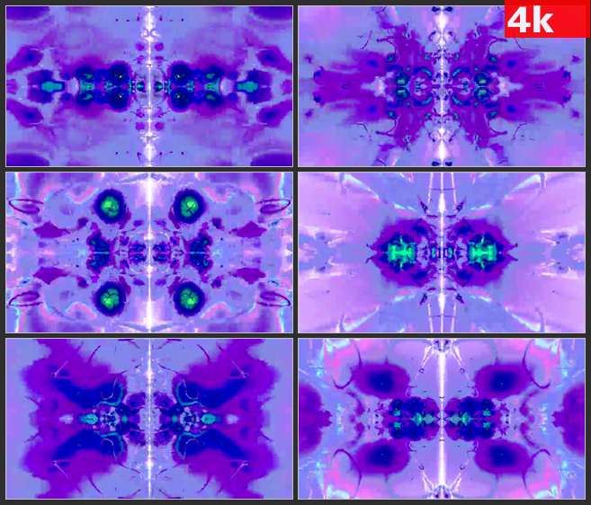 4K0625垂直运动的紫色和蓝色图案的镜像 高清实拍视频素材