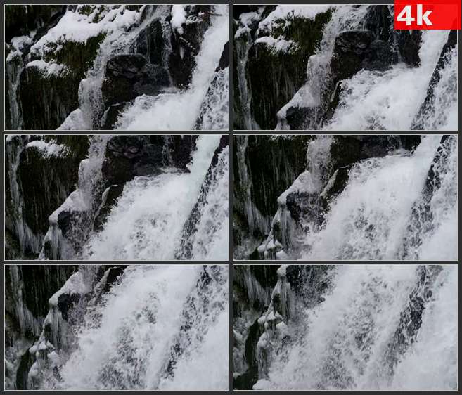4K0629川流的瀑布击打着岩石 高清实拍视频素材