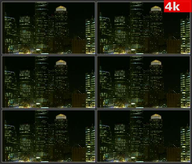 4K0649波士顿市中心夜景 高清实拍视频素材