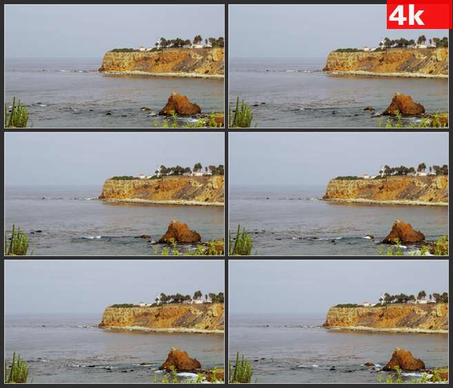 4K0650波浪撞击帕洛斯弗迪斯海岸2 高清实拍视频素材