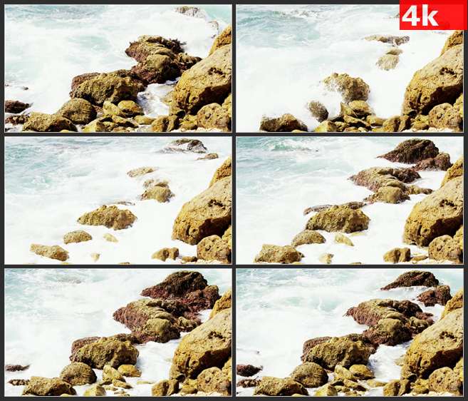 4K0652波浪撞击海岸岩石 高清实拍视频素材