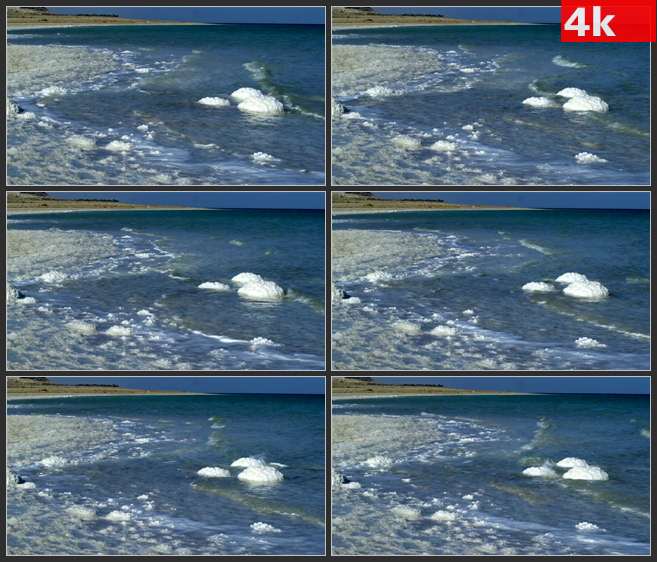 4K0659波浪海盐盐湖 高清实拍视频素材